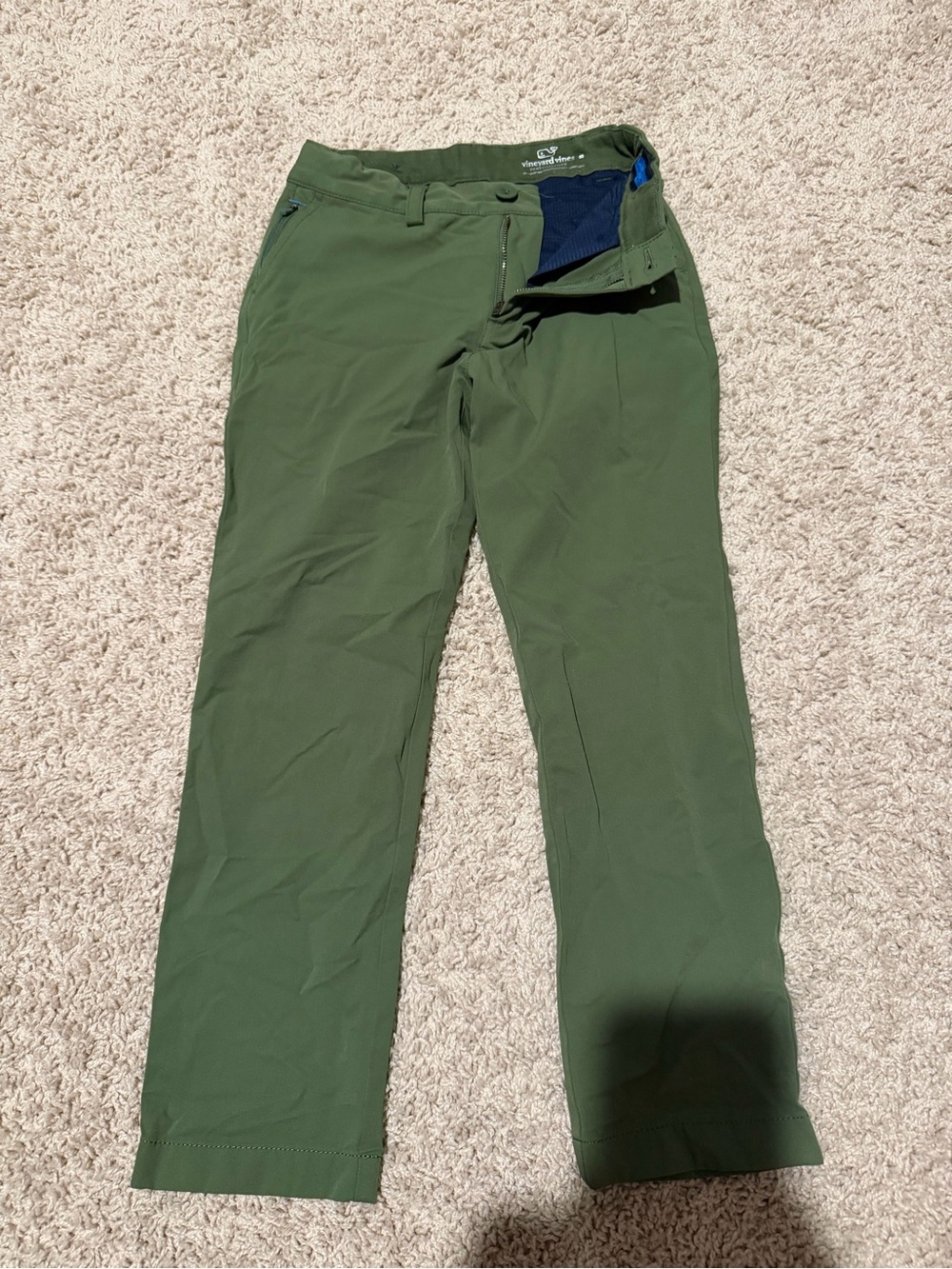Vineyard Vines Boys Performance Pants. Green. Size 8.